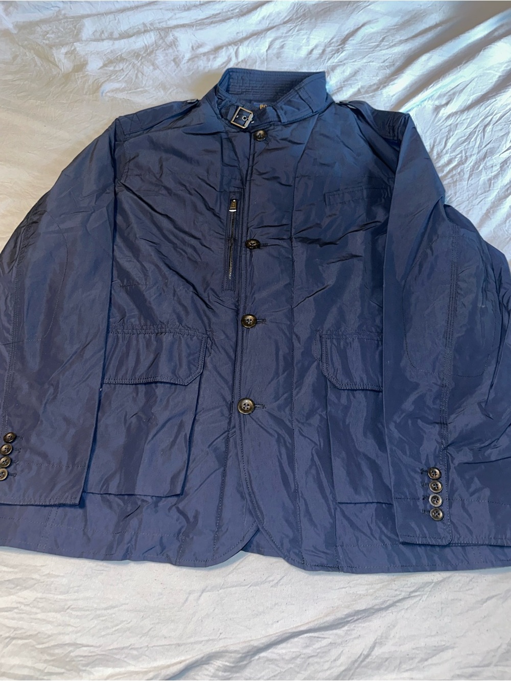 Ralph Lauren Navy Field Raincoat with Buckle Collar
